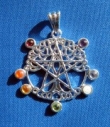 hanger pentagram met levensboom en chakrastenen